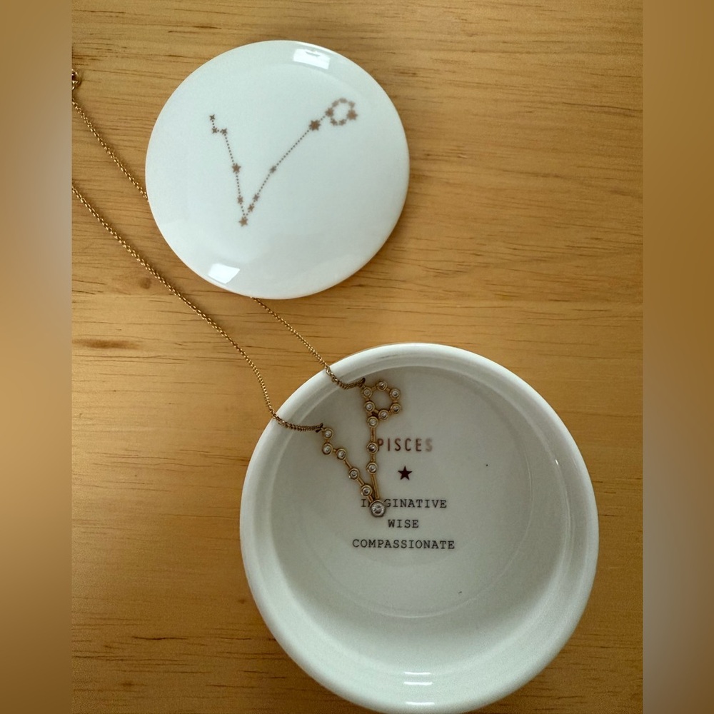Gold Pisces Constellation Necklace and Jewelry Box